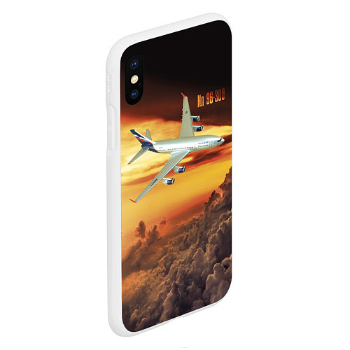 Чехол iPhone XS Max матовый Гражданский самолет Ил 96-300 / 3D-Белый – фото 2