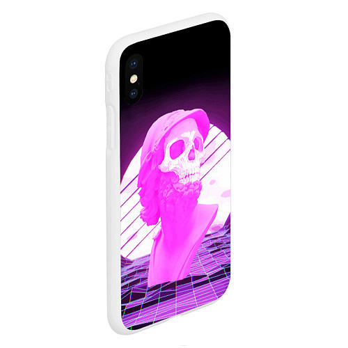 Чехол iPhone XS Max матовый Vaporwave Skull Психоделика / 3D-Белый – фото 2