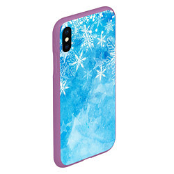 Чехол iPhone XS Max матовый Новогодние снежинки, цвет: 3D-фиолетовый — фото 2