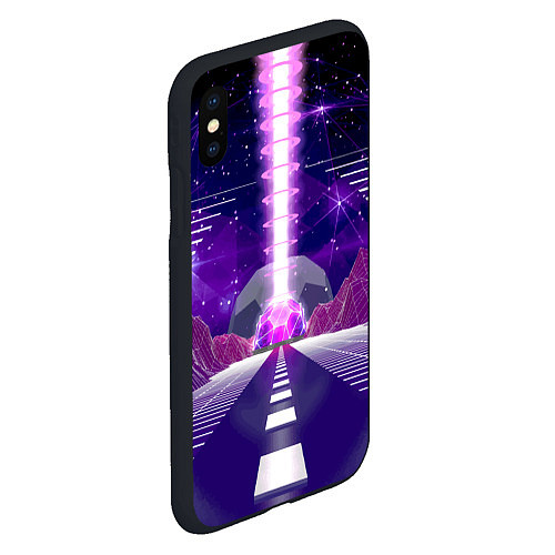 Чехол iPhone XS Max матовый Vaporwave Neon Space / 3D-Черный – фото 2