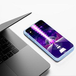 Чехол iPhone XS Max матовый Vaporwave Neon Space, цвет: 3D-голубой — фото 2