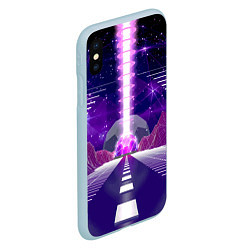 Чехол iPhone XS Max матовый Vaporwave Neon Space, цвет: 3D-голубой — фото 2