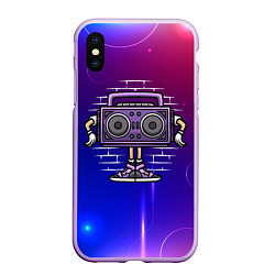 Чехол iPhone XS Max матовый Магнитофон с руками, цвет: 3D-сиреневый