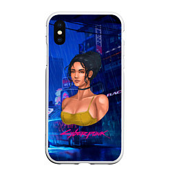 Чехол iPhone XS Max матовый Panam Панам Cyberpunk2077, цвет: 3D-белый