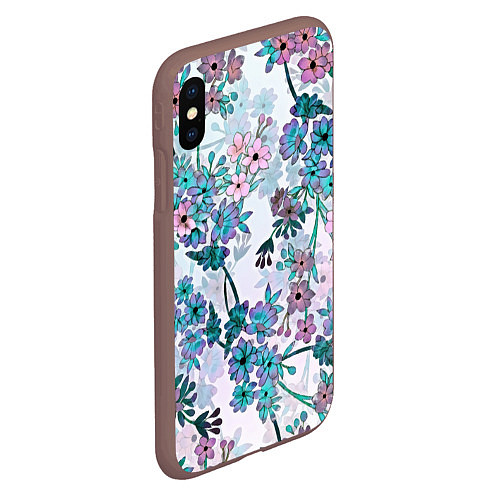 Чехол iPhone XS Max матовый Яркие красочные цветы / 3D-Коричневый – фото 2