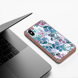 Чехол iPhone XS Max матовый Яркие красочные цветы, цвет: 3D-коричневый — фото 2