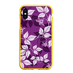 Чехол iPhone XS Max матовый Фиолетовый вьюнок, цвет: 3D-желтый