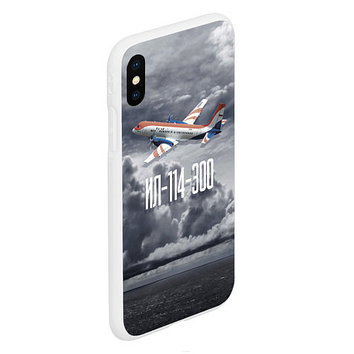 Чехол iPhone XS Max матовый Пассажирский самолет: Ил 114-300 / 3D-Белый – фото 2