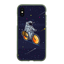 Чехол iPhone XS Max матовый Космонавт на велосипеде