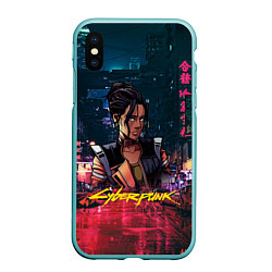 Чехол iPhone XS Max матовый Панам Cyberpunk2077, цвет: 3D-мятный