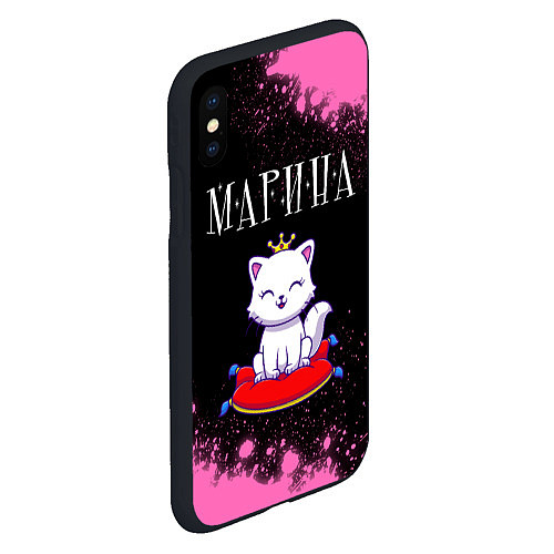 Чехол iPhone XS Max матовый Марина - КОШКА - Брызги / 3D-Черный – фото 2