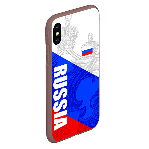 Чехол iPhone XS Max матовый RUSSIA - SPORTWEAR - ТРИКОЛОР / 3D-Коричневый – фото 2