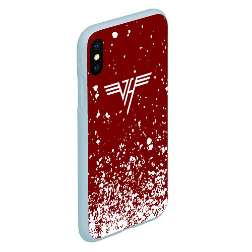 Чехол iPhone XS Max матовый Van Halen Logo Ван Хален белые брызги / 3D-Голубой – фото 2