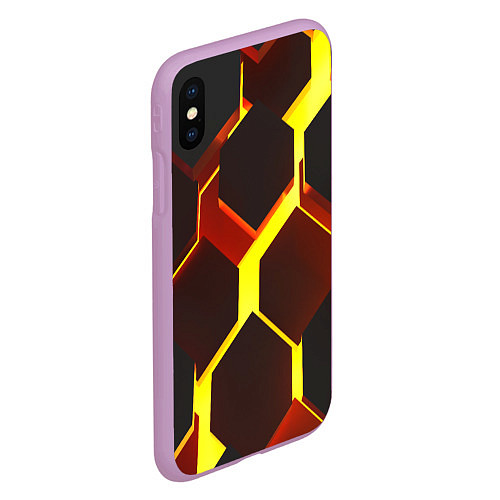 Чехол iPhone XS Max матовый Лавовые Соты 3D / 3D-Сиреневый – фото 2