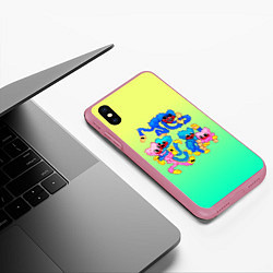 Чехол iPhone XS Max матовый POPPY PLAYTIME - HAGGY WAGGY AND KISSY MISSY, цвет: 3D-малиновый — фото 2