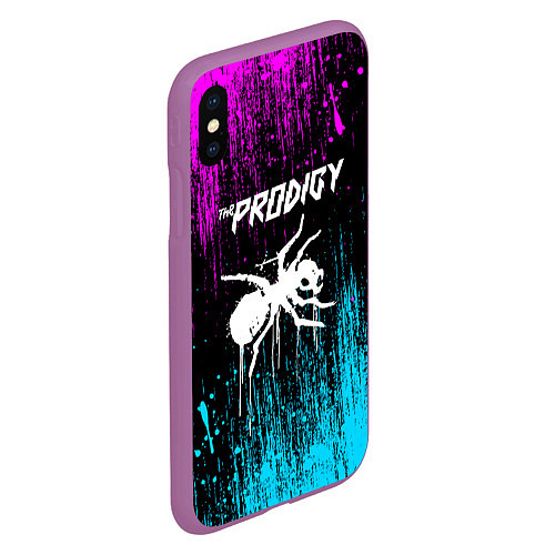 Чехол iPhone XS Max матовый The prodigy neon / 3D-Фиолетовый – фото 2