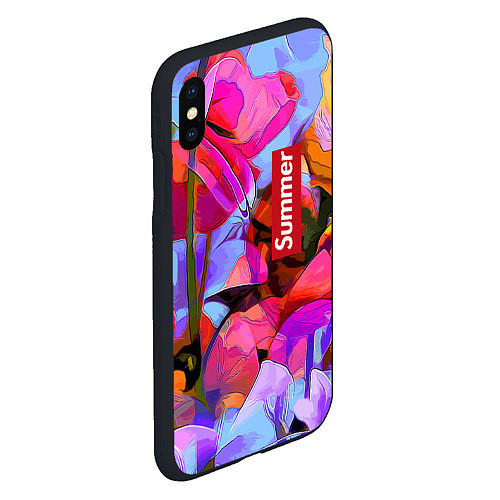 Чехол iPhone XS Max матовый Красочный летний цветочный паттерн Summer color pa / 3D-Черный – фото 2