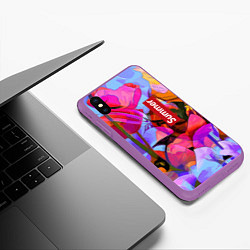 Чехол iPhone XS Max матовый Красочный летний цветочный паттерн Summer color pa, цвет: 3D-фиолетовый — фото 2