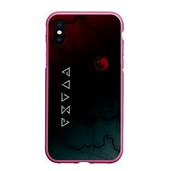 Чехол iPhone XS Max матовый The witcher Волк Черные Молнии, цвет: 3D-малиновый