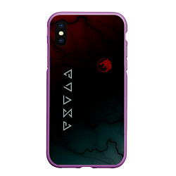 Чехол iPhone XS Max матовый The witcher Волк Черные Молнии