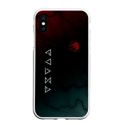 Чехол iPhone XS Max матовый The witcher Волк Черные Молнии