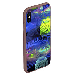 Чехол iPhone XS Max матовый Геометрический фрактальный неоновый паттерн Geomet, цвет: 3D-коричневый — фото 2