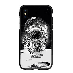 Чехол iPhone XS Max матовый Космонавт с биткоином, цвет: 3D-черный