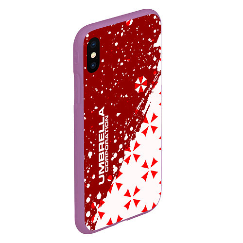 Чехол iPhone XS Max матовый Resident Evil Umbrella Corporation паттерн / 3D-Фиолетовый – фото 2