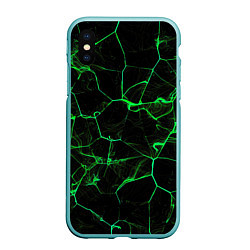 Чехол iPhone XS Max матовый Абстракция - Черно-зеленый фон - дым, цвет: 3D-мятный