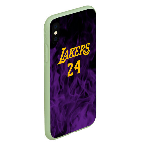 Чехол iPhone XS Max матовый Lakers 24 фиолетовое пламя / 3D-Салатовый – фото 2