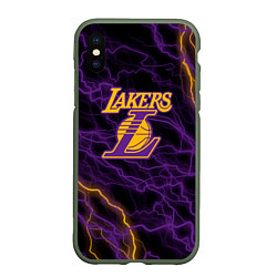 Чехол iPhone XS Max матовый Лейкерс Lakers яркие молнии