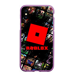 Чехол iPhone XS Max матовый ROBLOX СЮЖЕТЫ И ЛОГОТИП, цвет: 3D-фиолетовый