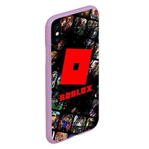 Чехол iPhone XS Max матовый ROBLOX СЮЖЕТЫ И ЛОГОТИП / 3D-Сиреневый – фото 2