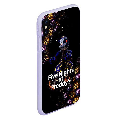 Чехол iPhone XS Max матовый Five Nights at Freddys Луна паттерн / 3D-Светло-сиреневый – фото 2