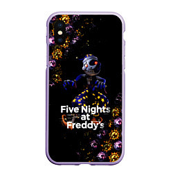 Чехол iPhone XS Max матовый Five Nights at Freddys Луна паттерн, цвет: 3D-светло-сиреневый