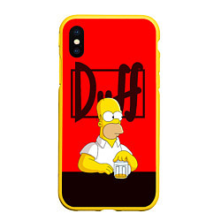 Чехол iPhone XS Max матовый Homer Duff, цвет: 3D-желтый