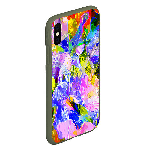 Чехол iPhone XS Max матовый Красочный цветочный узор Весна - Лето 2023 Colorfu / 3D-Темно-зеленый – фото 2