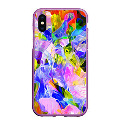 Чехол iPhone XS Max матовый Красочный цветочный узор Весна - Лето 2023 Colorfu, цвет: 3D-фиолетовый