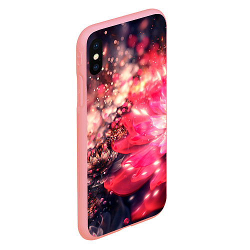 Чехол iPhone XS Max матовый Нежные цветы и блестки / 3D-Баблгам – фото 2
