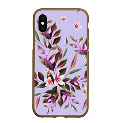 Чехол iPhone XS Max матовый Цветы Вересковый Сад, цвет: 3D-коричневый