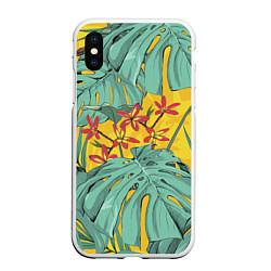 Чехол iPhone XS Max матовый Цветы В Джунглях, цвет: 3D-белый