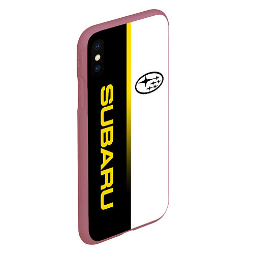 Чехол iPhone XS Max матовый SUBARU - GOLD EDITION LINE / 3D-Малиновый – фото 2