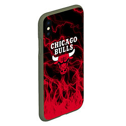 Чехол iPhone XS Max матовый CHICAGO BULLS ЧИКАГО БУЛЛС МОЛНИИ, цвет: 3D-темно-зеленый — фото 2