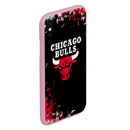 Чехол iPhone XS Max матовый Чикаго Буллз Chicago Bulls Огонь / 3D-Розовый – фото 2