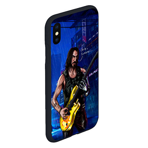 Чехол iPhone XS Max матовый Гитарист Johnny cyberpunk2077 / 3D-Черный – фото 2