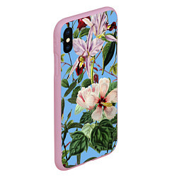 Чехол iPhone XS Max матовый Цветы Сине-Цветочный Букет, цвет: 3D-розовый — фото 2