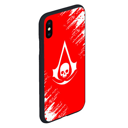 Чехол iPhone XS Max матовый Assassins creed череп красные брызги / 3D-Черный – фото 2