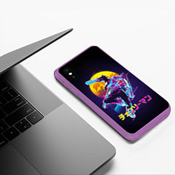 Чехол iPhone XS Max матовый CHAINSAW MAN on the background of the moon, цвет: 3D-фиолетовый — фото 2