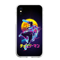 Чехол iPhone XS Max матовый CHAINSAW MAN on the background of the moon