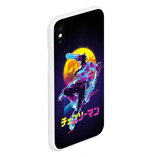 Чехол iPhone XS Max матовый CHAINSAW MAN on the background of the moon / 3D-Белый – фото 2